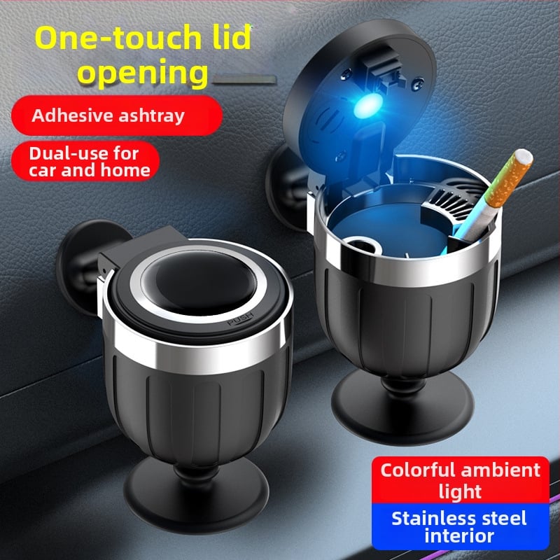 Τασάκι αυτοκινήτου για κονσόλα, Juteng, μοντέλο Wine Glass Ashtray, πλαστικό, κατάλληλο για αυτοκίνητο και σπίτι, αυτοκόλλητο με φωτισμό, λεία επιφάνεια