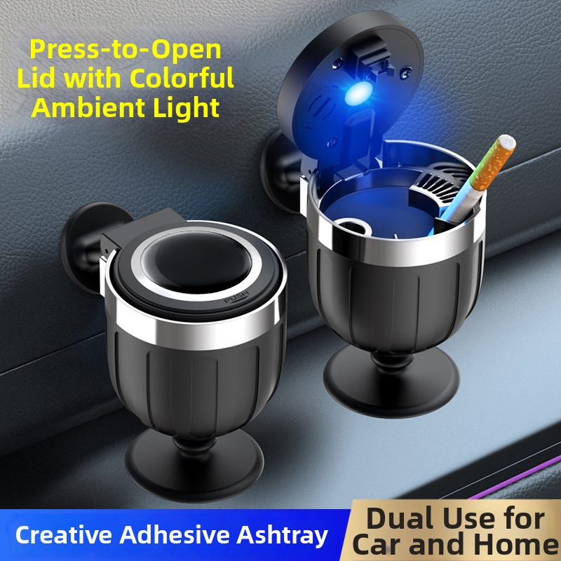 Τασάκι αυτοκινήτου για κονσόλα, Juteng, μοντέλο Wine Glass Ashtray, πλαστικό, κατάλληλο για αυτοκίνητο και σπίτι, αυτοκόλλητο με φωτισμό, λεία επιφάνεια