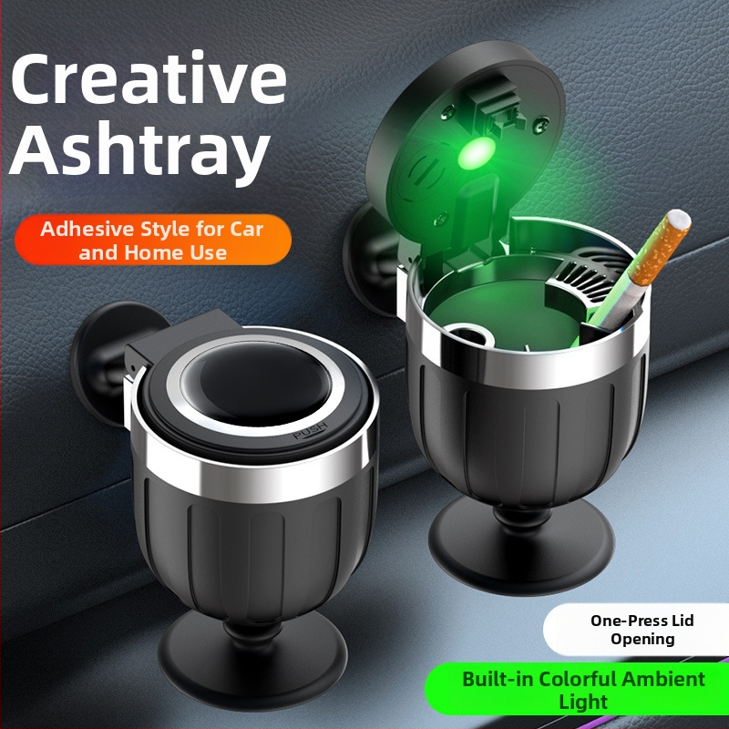 Τασάκι αυτοκινήτου για κονσόλα, Juteng, μοντέλο Wine Glass Ashtray, πλαστικό, κατάλληλο για αυτοκίνητο και σπίτι, αυτοκόλλητο με φωτισμό, λεία επιφάνεια