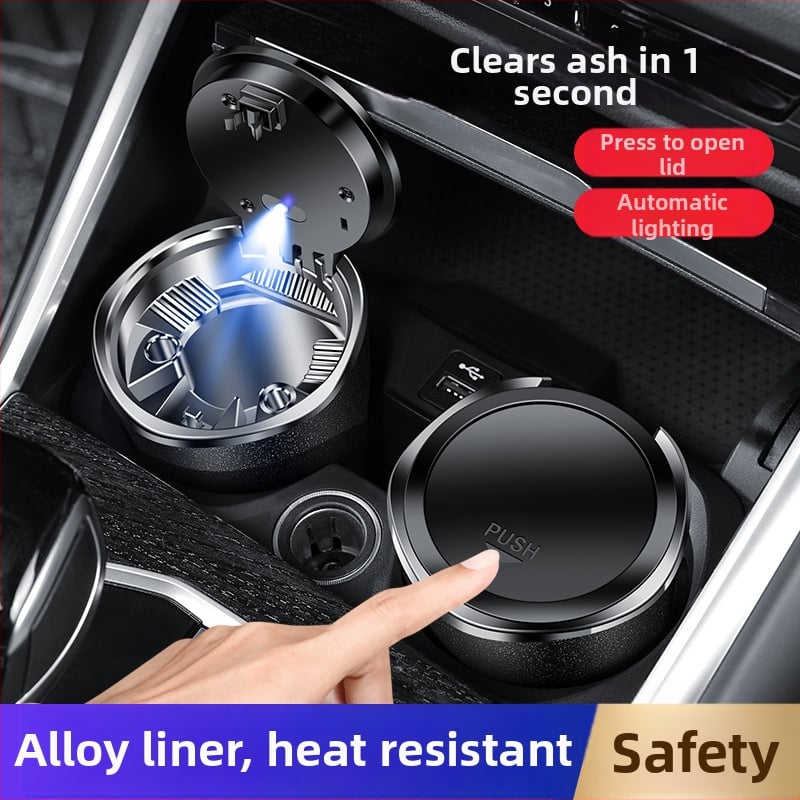 Τασάκι αυτοκινήτου με LED φωτισμό, πολυλειτουργικός εσωτερικός αξεσουάρ, κατασκευή από μέταλλο και πλαστικό, 173 g