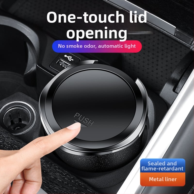 Τασάκι αυτοκινήτου με LED φωτισμό, πολυλειτουργικός εσωτερικός αξεσουάρ, κατασκευή από μέταλλο και πλαστικό, 173 g