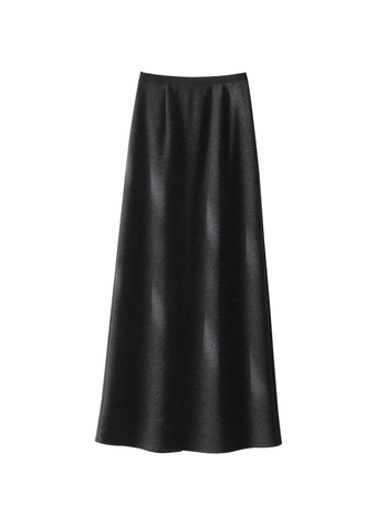Ravna suknja od kašmira i svile dudovine, duga, zima 2025, elegantan gradski stil