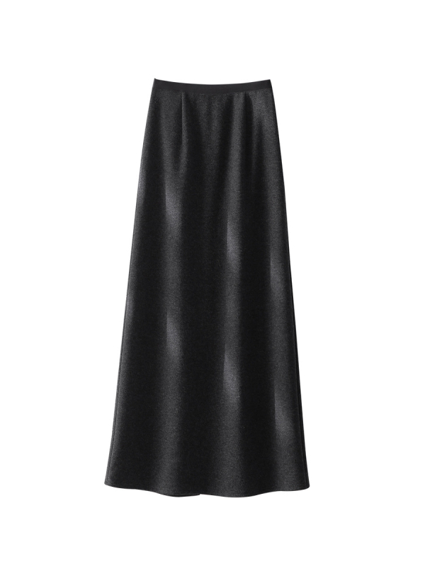 Ravna suknja od kašmira i svile dudovine, duga, zima 2025, elegantan gradski stil