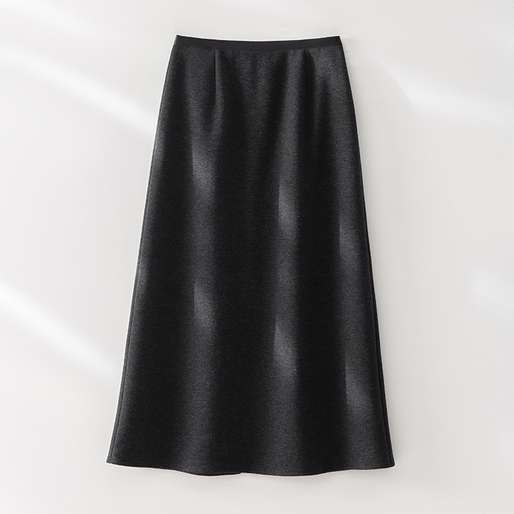 Ravna suknja od kašmira i svile dudovine, duga, zima 2025, elegantan gradski stil