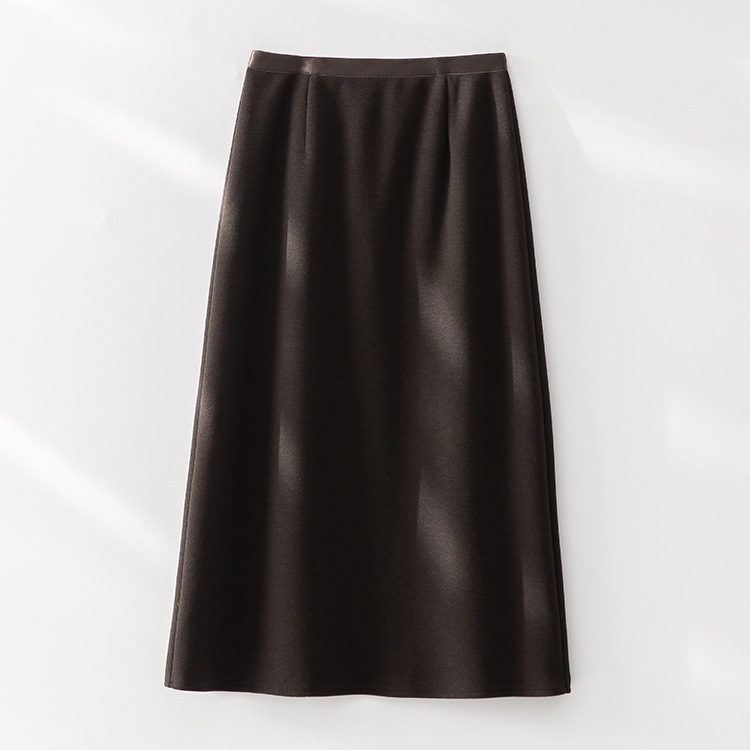 Ravna suknja od kašmira i svile dudovine, duga, zima 2025, elegantan gradski stil