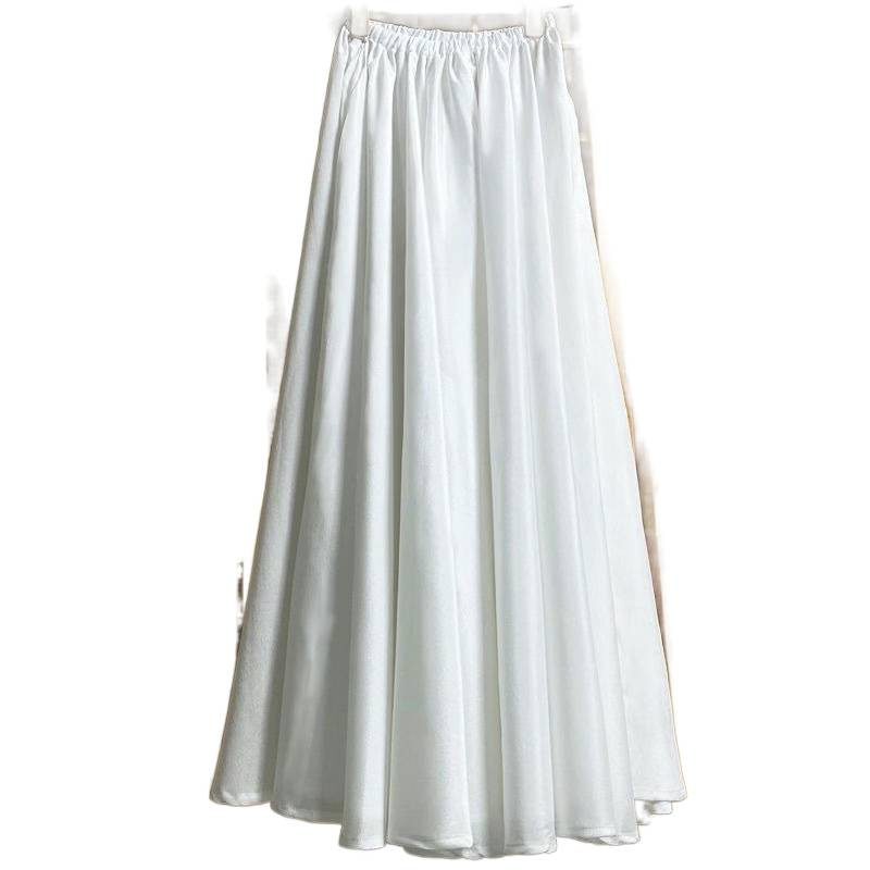 Hanfu unutarnja petticoat, Milk Silk/Poliester smjesa, midi duljina, stil vila suknje, visoka elastičnost