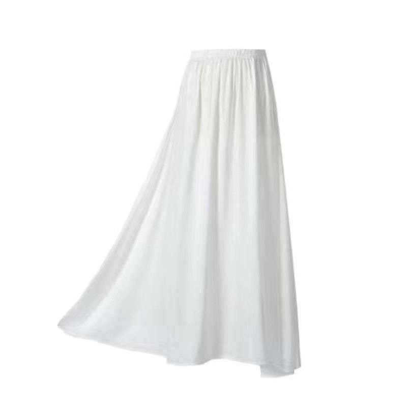 Hanfu unutarnja petticoat, Milk Silk/Poliester smjesa, midi duljina, stil vila suknje, visoka elastičnost