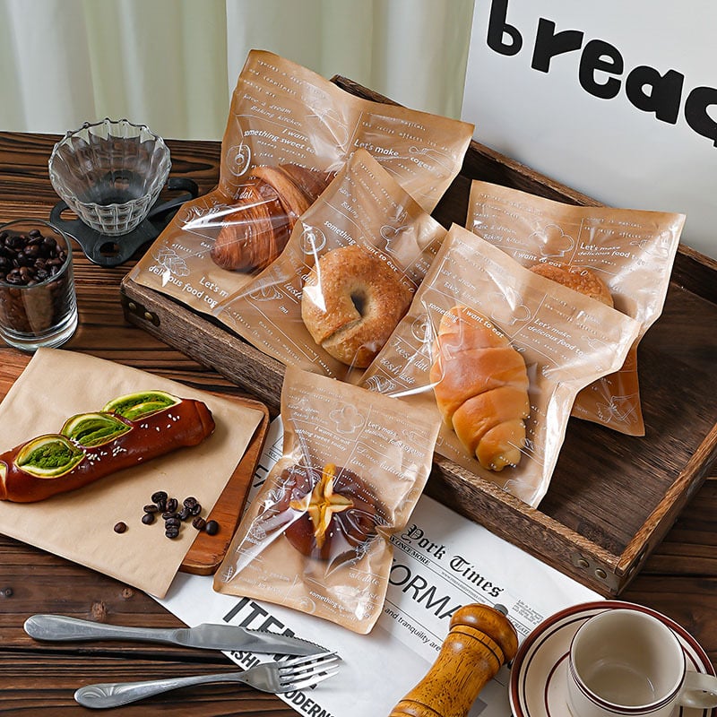 Jednokratna vrećica za kruh od Kraft papira, otporna na ulje i masnoće, prilagodljivo pakiranje, otprilike 100 komada po pakiranju, složena izrada