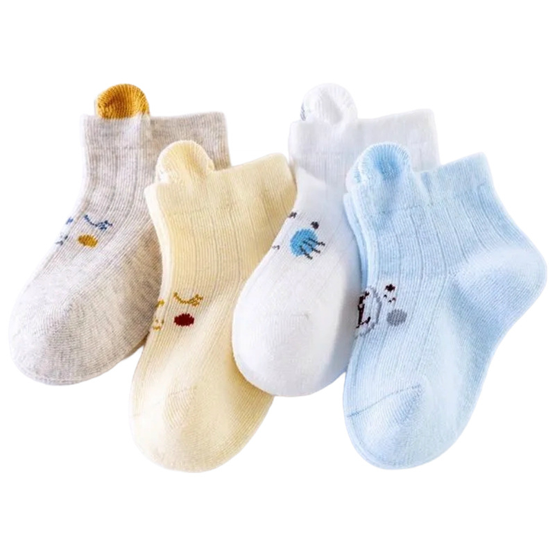 Prozračne pamukaste dječje čarape s dizajnom malih ušiju, srednje dužine, prugastog uzorka, za proljeće i jesen, unisex, za bebe i mališane (80–100 cm)