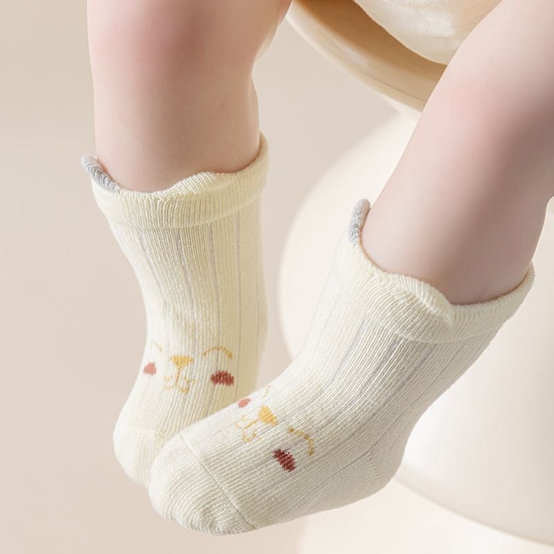 Prozračne pamukaste dječje čarape s dizajnom malih ušiju, srednje dužine, prugastog uzorka, za proljeće i jesen, unisex, za bebe i mališane (80–100 cm)
