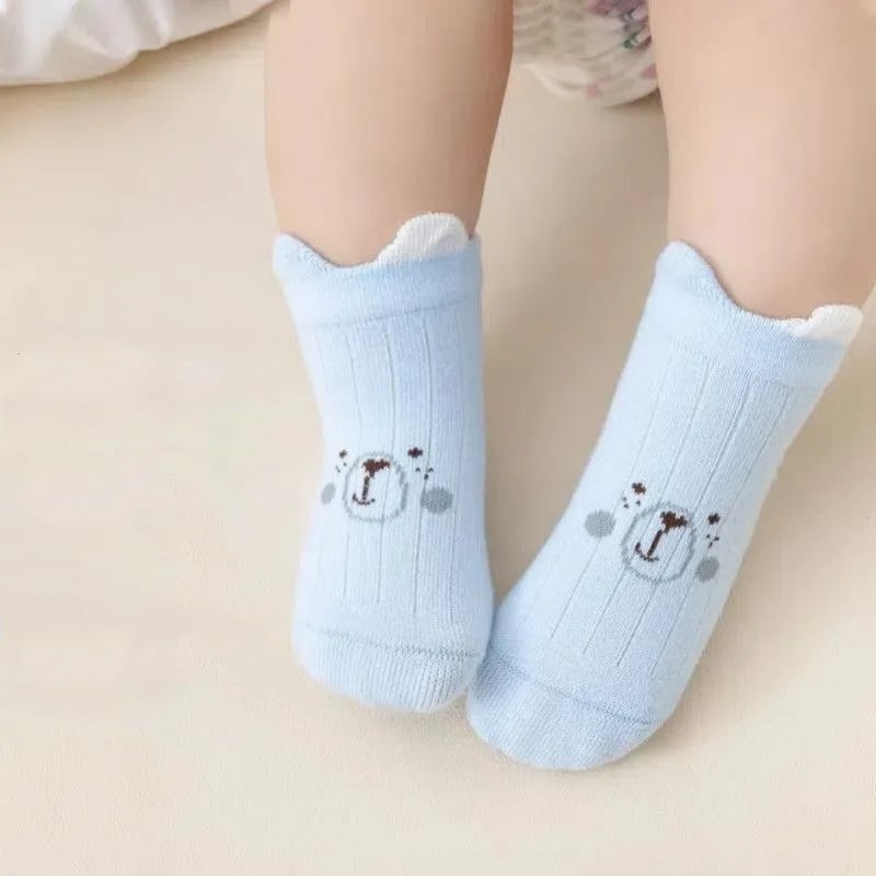 Prozračne pamukaste dječje čarape s dizajnom malih ušiju, srednje dužine, prugastog uzorka, za proljeće i jesen, unisex, za bebe i mališane (80–100 cm)