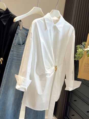 Košula – kardiganski stil, casual, dugi rukavi, srednja duljina, preklopljen ovratnik, poliester materijal