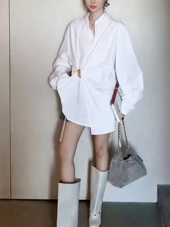 Košula – kardiganski stil, casual, dugi rukavi, srednja duljina, preklopljen ovratnik, poliester materijal