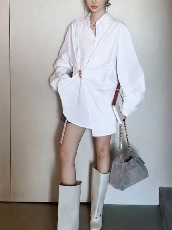 Košula – kardiganski stil, casual, dugi rukavi, srednja duljina, preklopljen ovratnik, poliester materijal