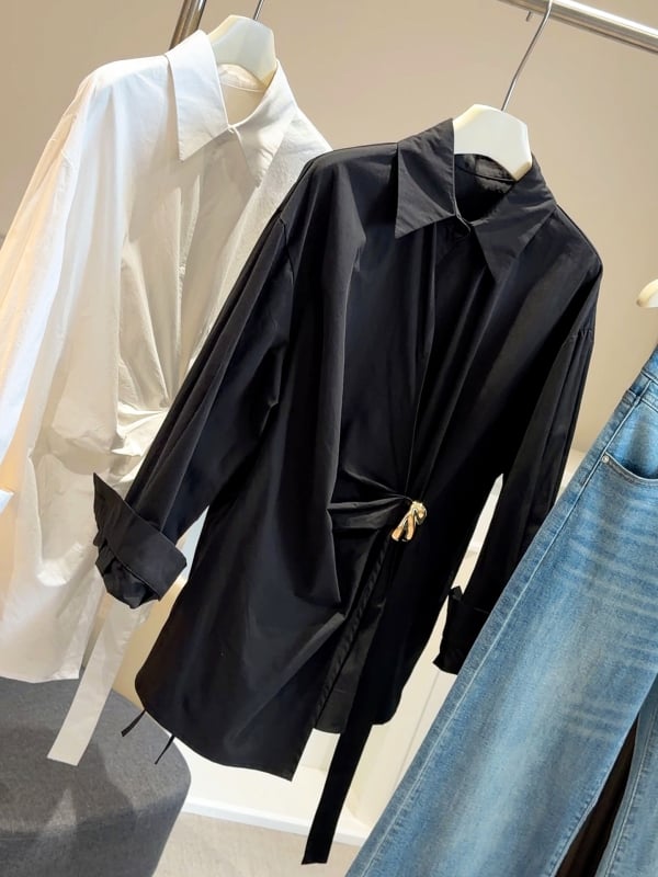 Košula – kardiganski stil, casual, dugi rukavi, srednja duljina, preklopljen ovratnik, poliester materijal