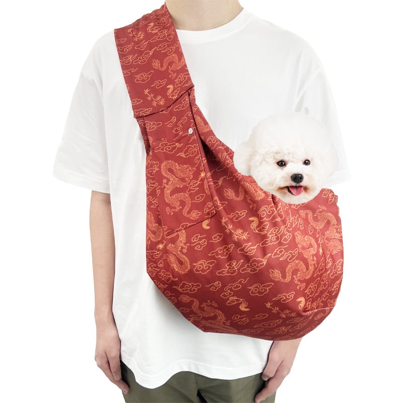 Чанта за разходки на домашни любимци през едно рамо, мотив Дракон и Феникс, полиестер, капацитет 7,5 кг