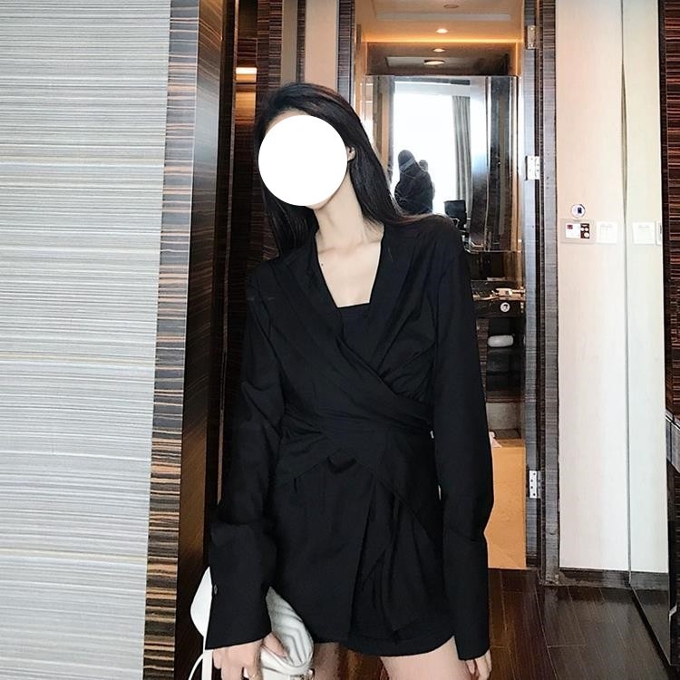 Košulja od Tencel mješavine, slobodan kroj, stojeći ovratnik, dugi rukavi, off-shoulder gradski stil