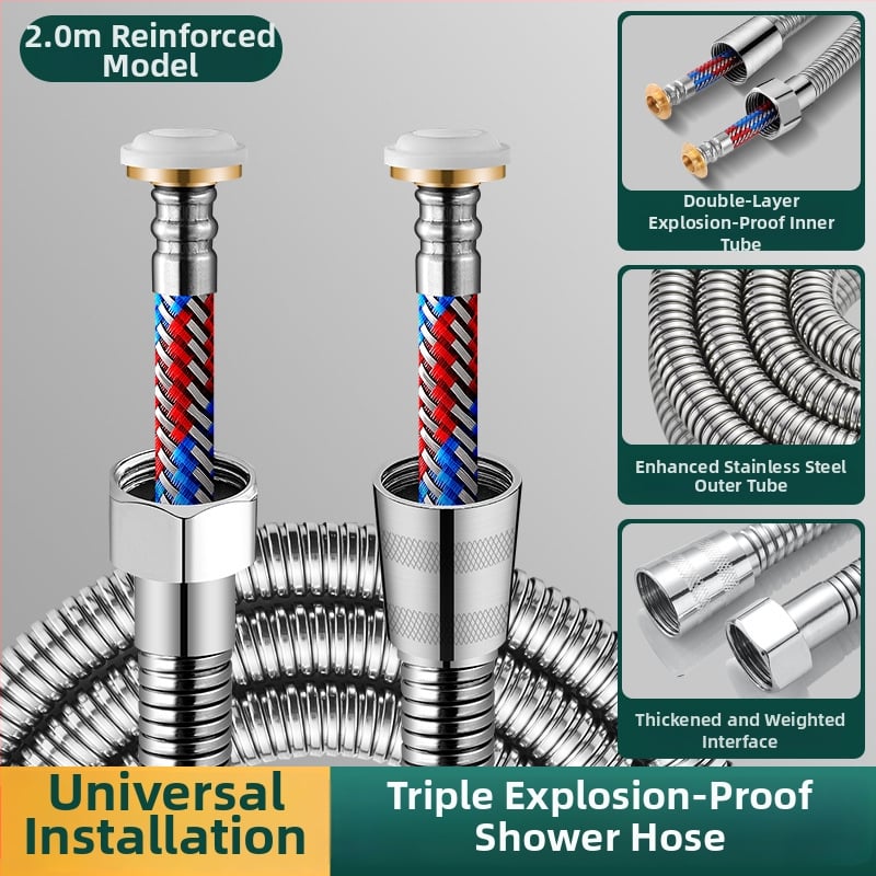 Ανοξείδωτος σωλήνας ντους με εξαρτήματα σύνδεσης για οικιακό θερμοσίφωνα, μοντέλο BNL-JM-GS1, ονομαστική πίεση 0.03, θερμοκρασία λειτουργίας 0–75°C, εγκατάσταση με βιδωτή σύνδεση