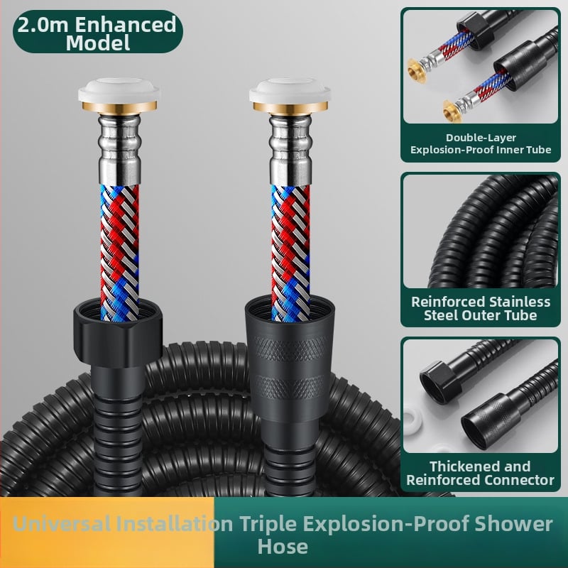 Ανοξείδωτος σωλήνας ντους με εξαρτήματα σύνδεσης για οικιακό θερμοσίφωνα, μοντέλο BNL-JM-GS1, ονομαστική πίεση 0.03, θερμοκρασία λειτουργίας 0–75°C, εγκατάσταση με βιδωτή σύνδεση