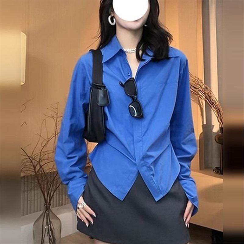 Риза със slim fit стил, поло яка, дълги ръкави, полиестер с еластан