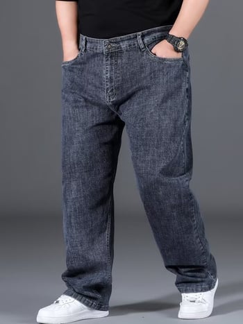 Muške farmerice ravnog kroja, plus veličina, zatvarač, srednji pojas, pogodne za četiri sezone