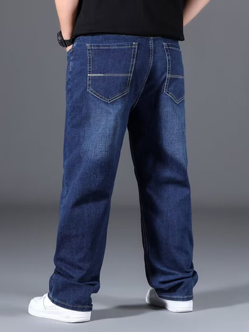 Muške farmerice ravnog kroja, plus veličina, zatvarač, srednji pojas, pogodne za četiri sezone