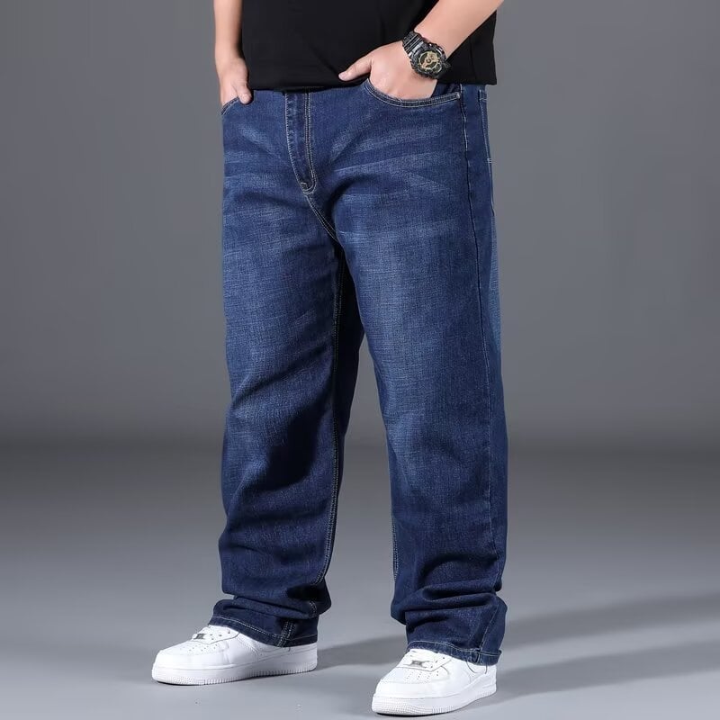 Muške farmerice ravnog kroja, plus veličina, zatvarač, srednji pojas, pogodne za četiri sezone