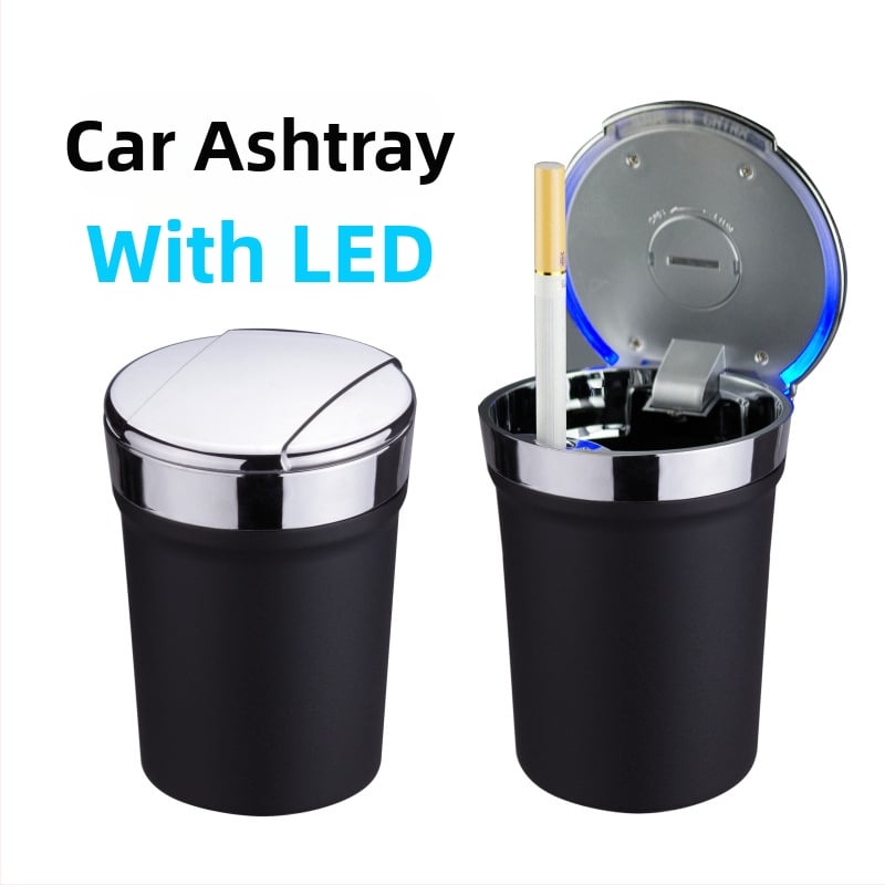 Τασάκι αυτοκινήτου με LED φως, ανθεκτικό σε υψηλές θερμοκρασίες, πολυλειτουργικό, μοντέλο A02