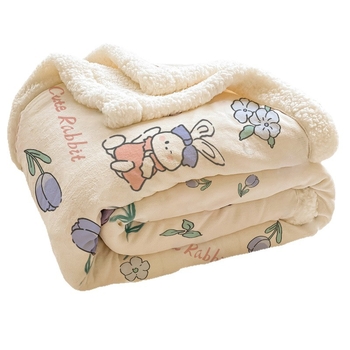 Плюшено одеяло с ламб-велвет, анимационен принт, за всички сезони, модерен минимализъм