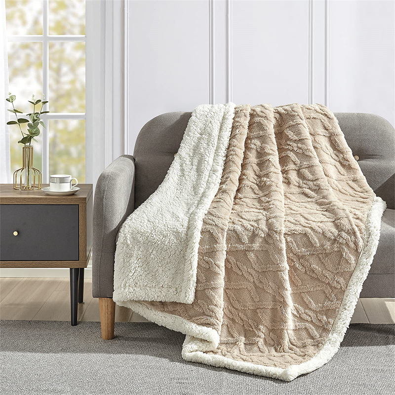 Персонализирано коралово флис одеяло — двустранно, зимна употреба, полиестер, геометричен принт