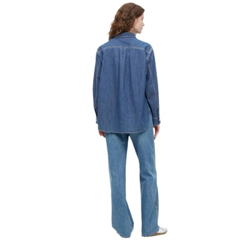 Ženska džins košulja – dugi rukavi, kvadratni ovratnik, ležerni kroj, srednja duljina, jesen 2024