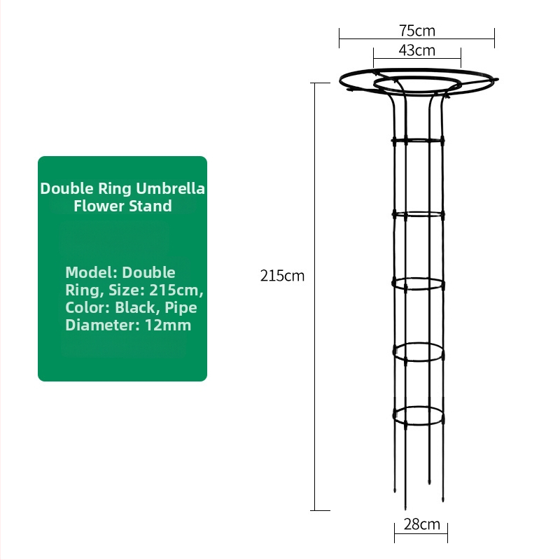 Stalak za cvijeće u obliku kišobrana za penjačke ruže i vinovu lozu, galvanizirana čelična cijev s plastičnim premazom, za vanjsku uporabu