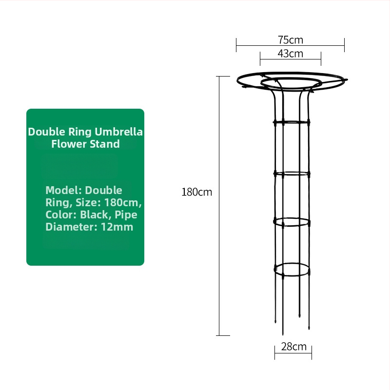 Stalak za cvijeće u obliku kišobrana za penjačke ruže i vinovu lozu, galvanizirana čelična cijev s plastičnim premazom, za vanjsku uporabu