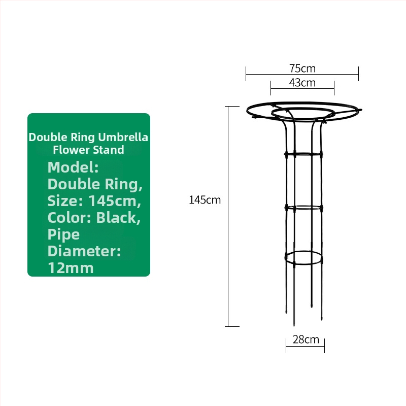 Stalak za cvijeće u obliku kišobrana za penjačke ruže i vinovu lozu, galvanizirana čelična cijev s plastičnim premazom, za vanjsku uporabu