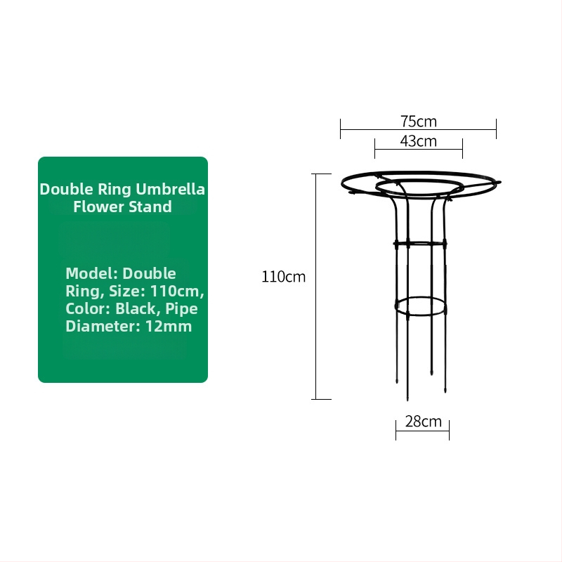 Stalak za cvijeće u obliku kišobrana za penjačke ruže i vinovu lozu, galvanizirana čelična cijev s plastičnim premazom, za vanjsku uporabu