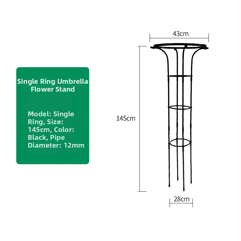 Stalak za cvijeće u obliku kišobrana za penjačke ruže i vinovu lozu, galvanizirana čelična cijev s plastičnim premazom, za vanjsku uporabu