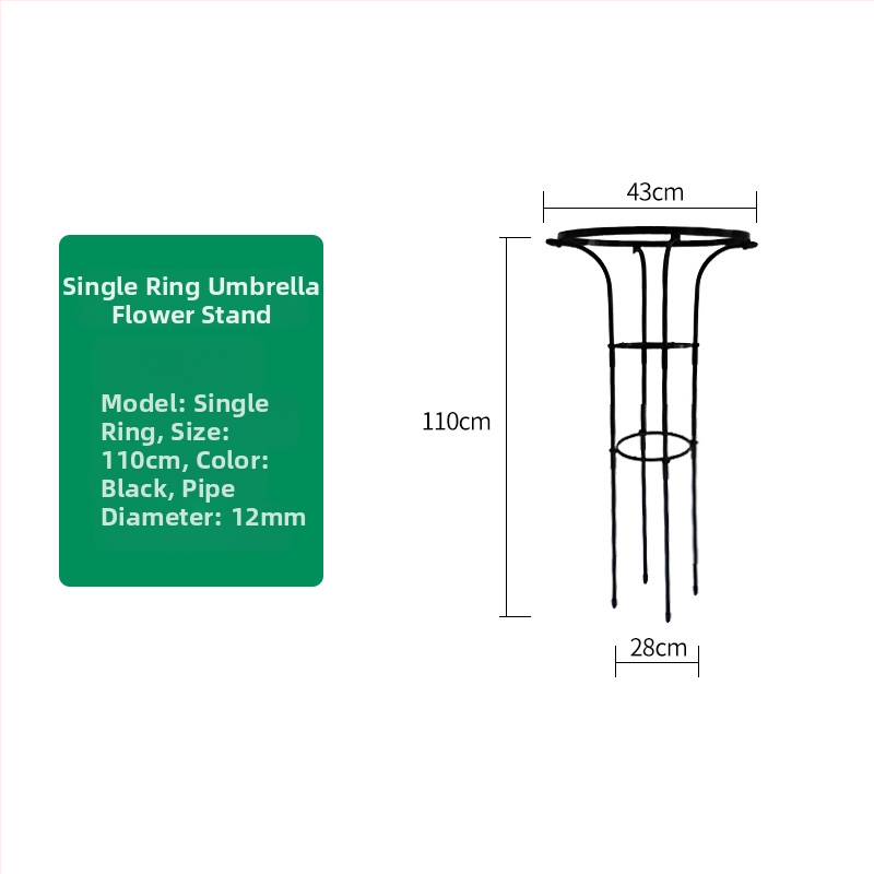 Stalak za cvijeće u obliku kišobrana za penjačke ruže i vinovu lozu, galvanizirana čelična cijev s plastičnim premazom, za vanjsku uporabu