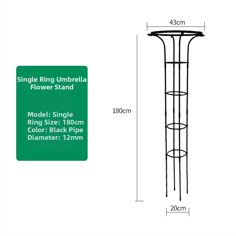 Stalak za cvijeće u obliku kišobrana za penjačke ruže i vinovu lozu, galvanizirana čelična cijev s plastičnim premazom, za vanjsku uporabu