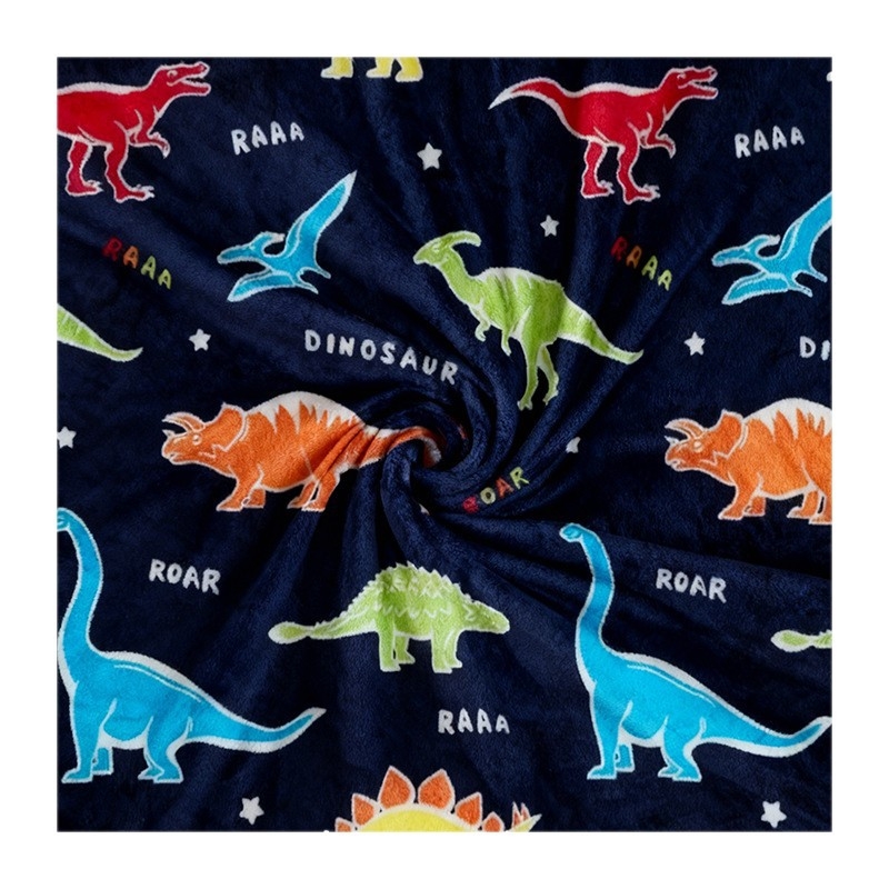 Флийсов плед с динозавър в карикатурен стил за есен-зима, модерен минималистичен дизайн