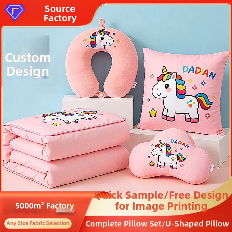 Auto jastuk za vrat u obliku U, crtani dizajn srca; po narudžbi; vanjski materijal: super mekani kratki pliš; punilo: pamuk