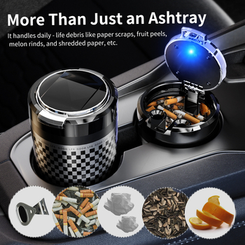 Weiyis Σταχτοδοχείο αυτοκινήτου, πολυλειτουργικό με σφραγιζόμενο καπάκι, αποτρέπει τη διασπορά της στάχτης, για αυτοκίνητο/οικία/γραφείο, 128 γρ