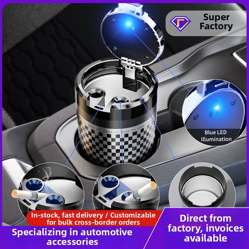 Weiyis Σταχτοδοχείο αυτοκινήτου, πολυλειτουργικό με σφραγιζόμενο καπάκι, αποτρέπει τη διασπορά της στάχτης, για αυτοκίνητο/οικία/γραφείο, 128 γρ