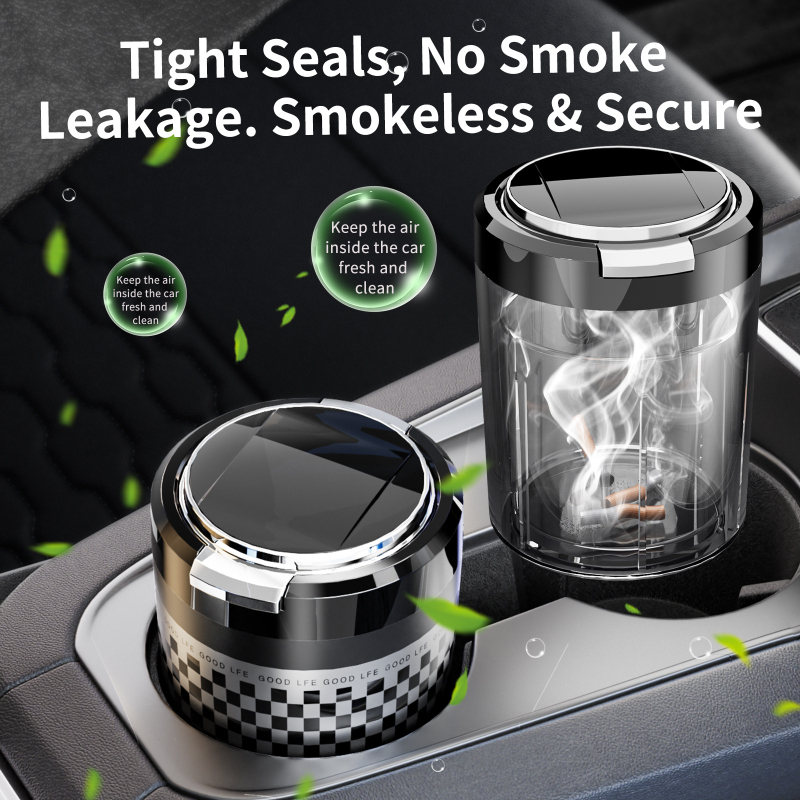 Weiyis Σταχτοδοχείο αυτοκινήτου, πολυλειτουργικό με σφραγιζόμενο καπάκι, αποτρέπει τη διασπορά της στάχτης, για αυτοκίνητο/οικία/γραφείο, 128 γρ