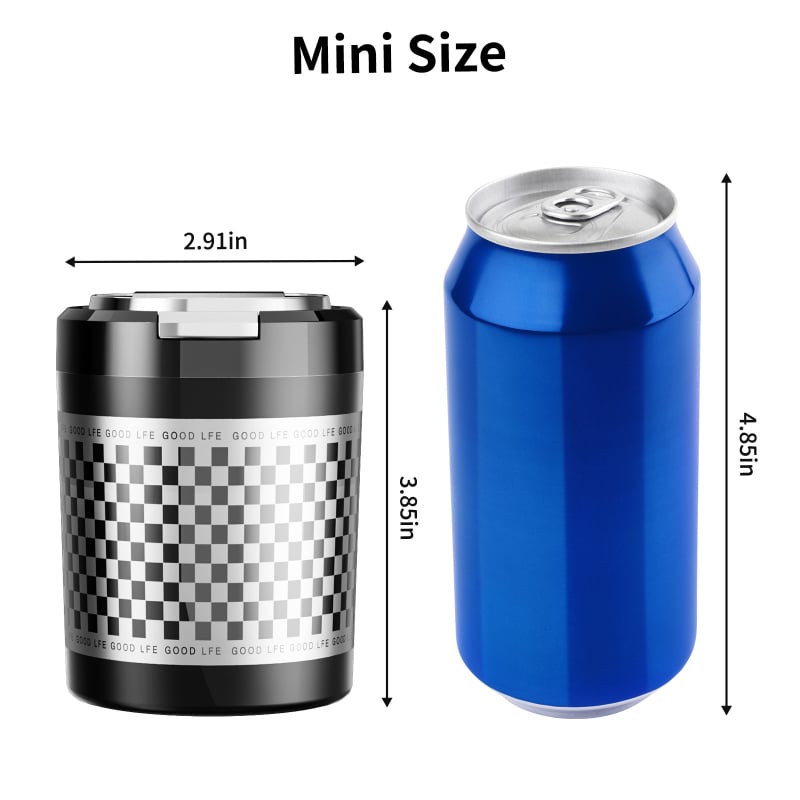 Weiyis Σταχτοδοχείο αυτοκινήτου, πολυλειτουργικό με σφραγιζόμενο καπάκι, αποτρέπει τη διασπορά της στάχτης, για αυτοκίνητο/οικία/γραφείο, 128 γρ