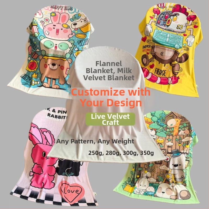 Prispôsobená digitálne tlačená flanelová prikrývka - polyester, ultrajemný velúr povrch, prispôsobiteľná hmotnosť, ekologicky otestované