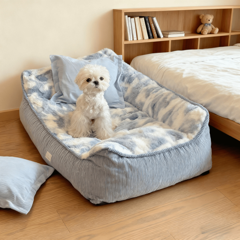 Kauč za kućne ljubimce s uklonjivim, perivim navlakom i jacquard tkaninom Rabbit Velvet i Teddy Velvet, za pse