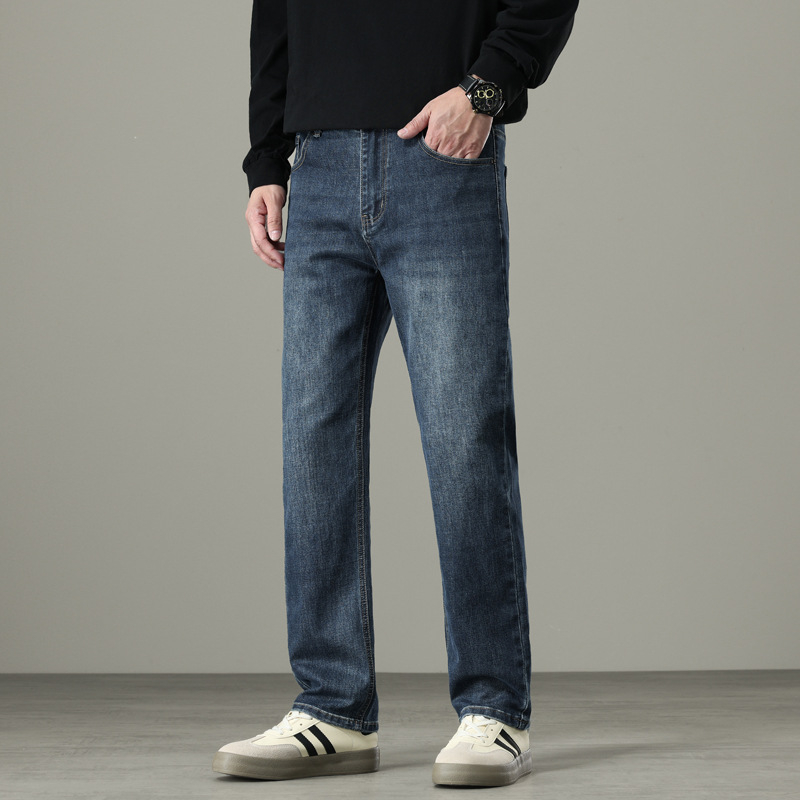 Muške traperice s ravnim krojem, denim, pamuk 35–75%, srednji pojas, kopčanje naprijed, debeli materijal, zimski model