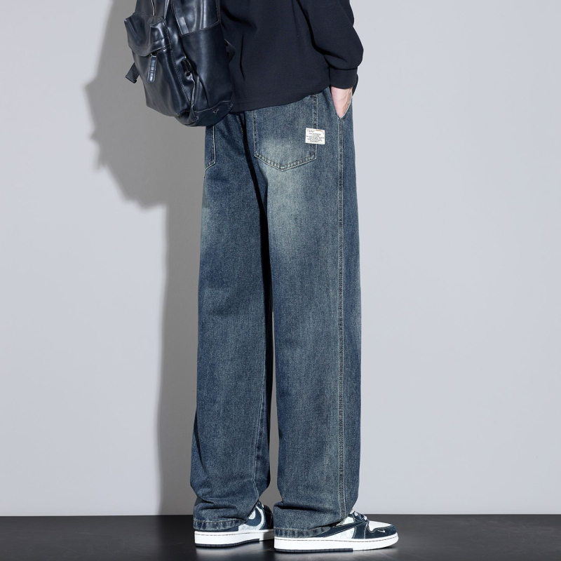 Muške traperice, ravnog kroja, široke nogavice, denim pamuk, vezivanje šnurova