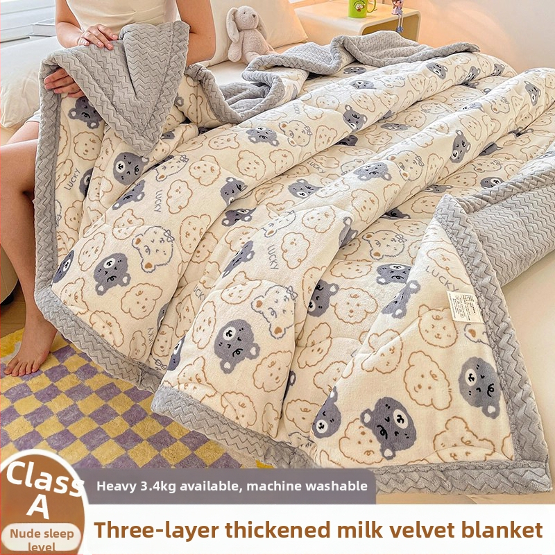 Deka od koralnog pliša za krevet, poliester, zimska debljina, moderan minimalistički stil