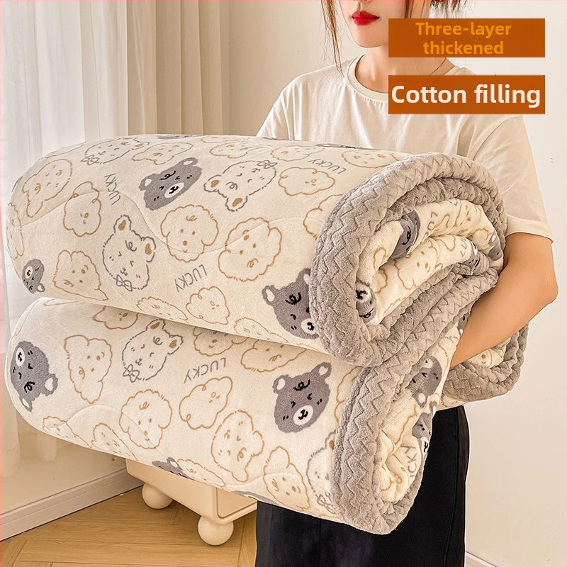 Deka od koralnog pliša za krevet, poliester, zimska debljina, moderan minimalistički stil